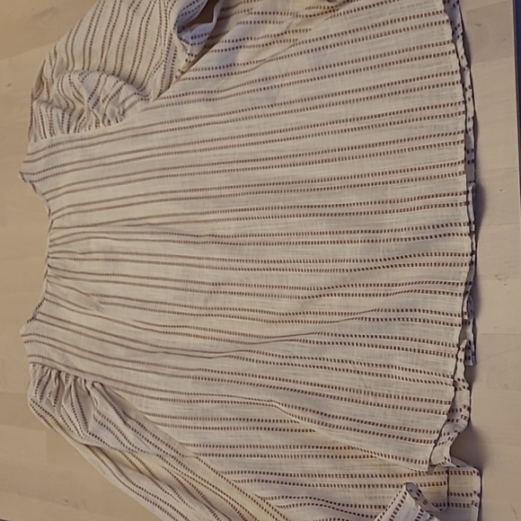 NWT Elizabeth and James Boho Striped Brown and Off-white Peasent Blouse - Picture 12 of 17